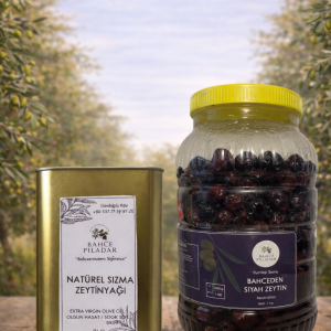 Ekonomik Paket 2 – Olgun Hasat Natürel Sızma Zeytinyağı 2 Lt Teneke + 1 No Yuvarlama Siyah Zeytin 2 kg